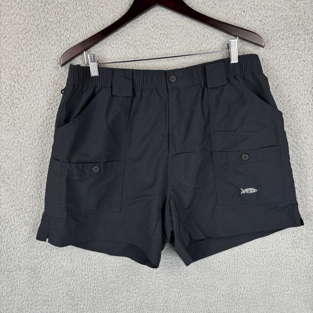AFTCO Fishing Shorts Mens 38 Black Original Nylon Cargo 5.5" Inseam